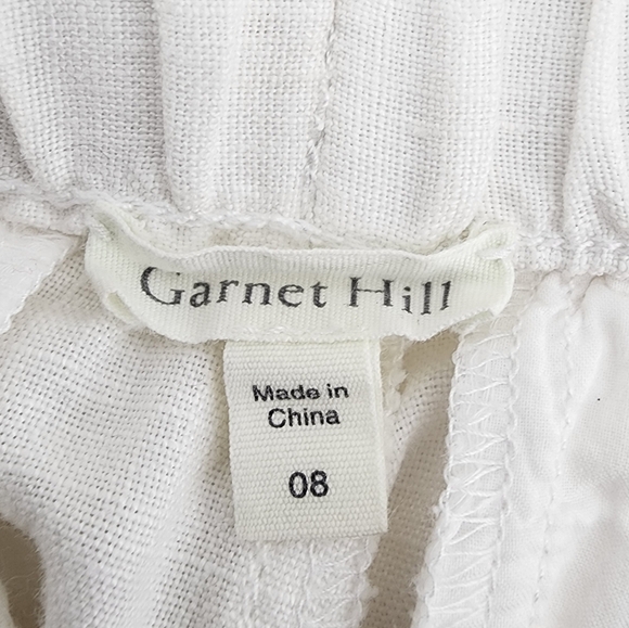 Garnet Hill White Cropped 100% Linen Pants Size 8 - Picture 10 of 12